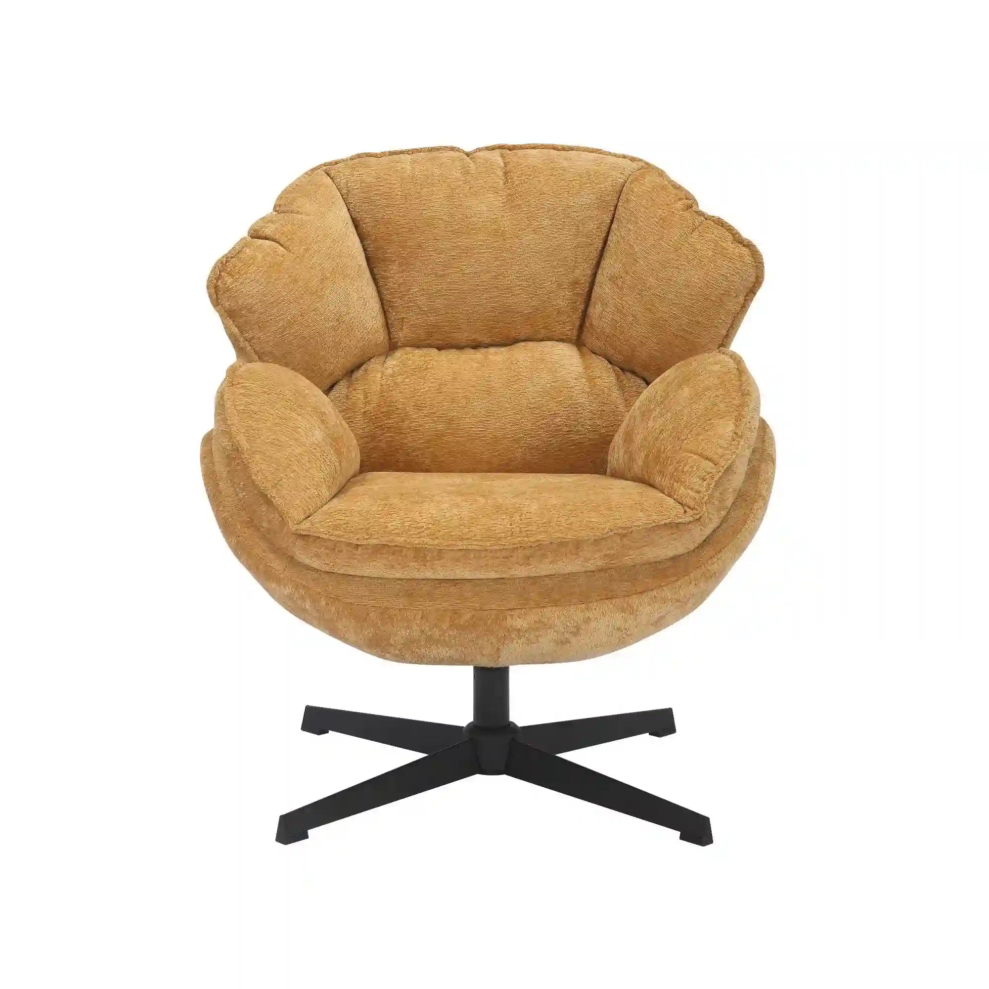 Fotoliu rotativ BETTY, galben/negru, stofa clasica/metal, 73x87x83 cm