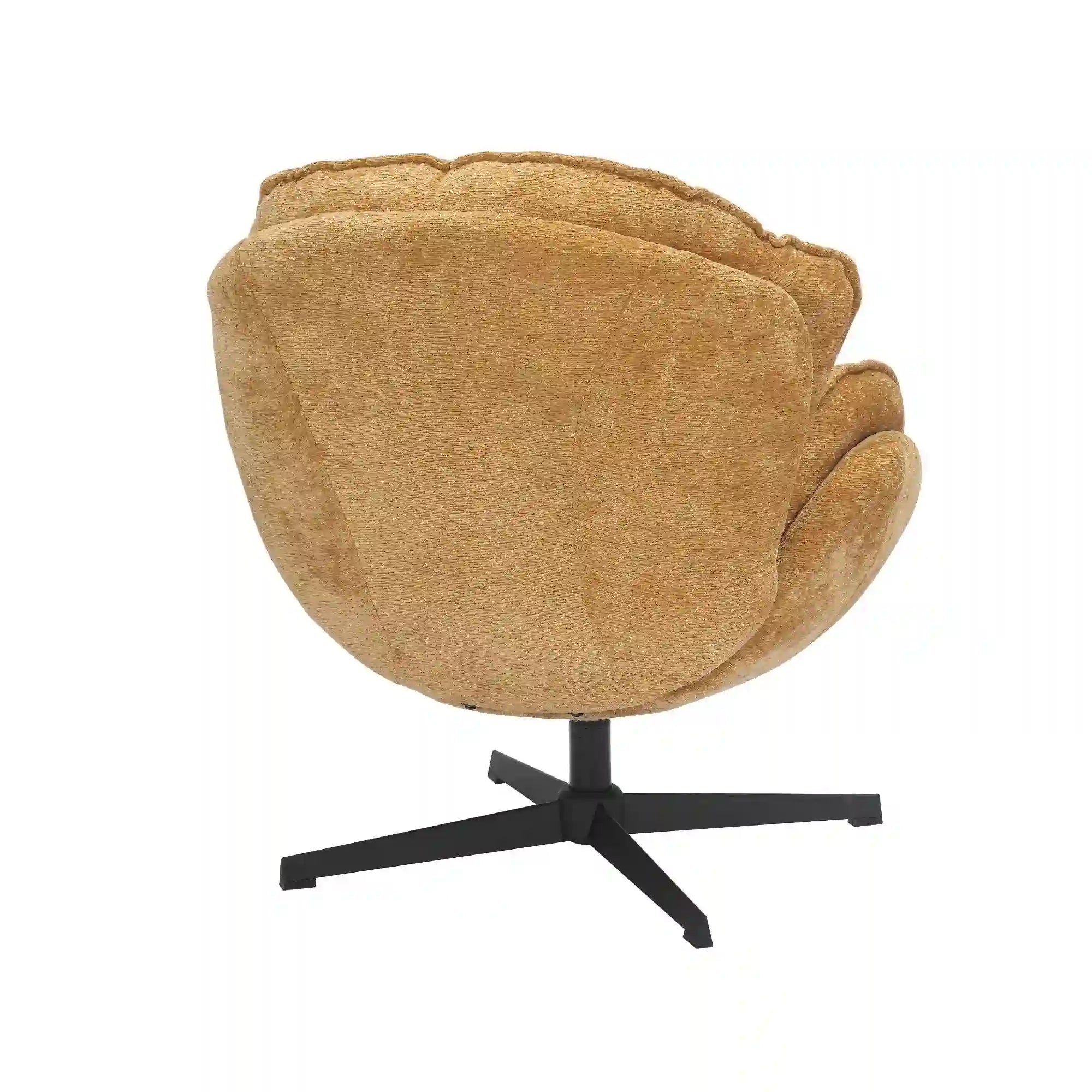 Fotoliu rotativ BETTY, galben/negru, stofa clasica/metal, 73x87x83 cm