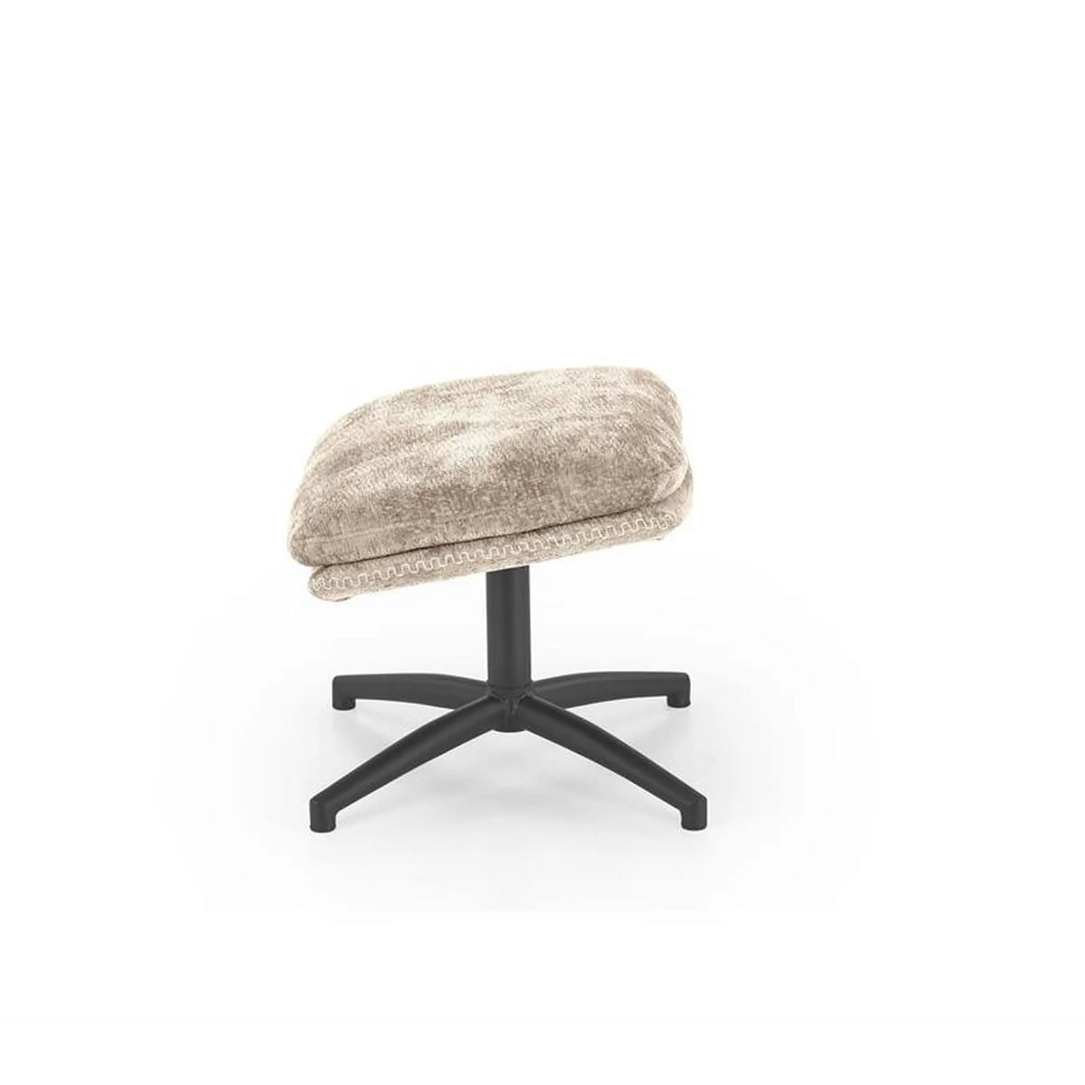 Fotoliu cu taburet DARIO, bej/negru, stofa catifelata/metal