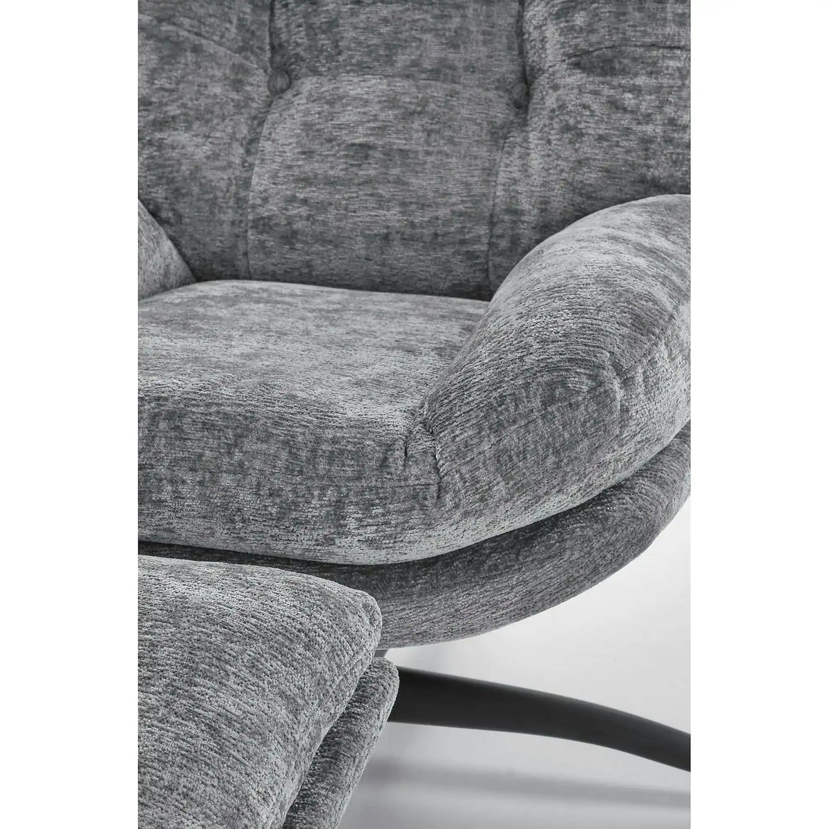 Fotoliu rotativ cu taburet PESTO, gri/negru, stofa clasica/metal, 76x92x96 cm