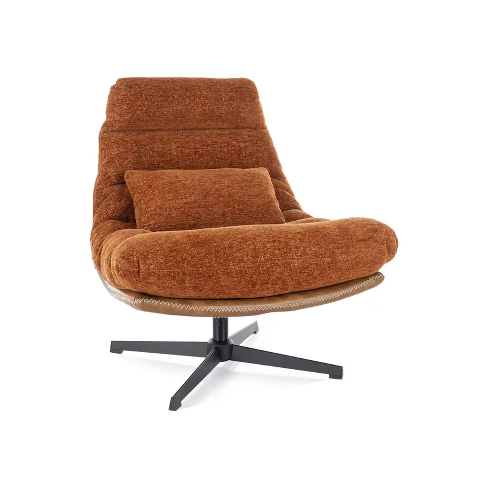 Fotoliu rotativ FELICIA, stofa clasica caramiziu - Raven 44, 79x87x91 cm