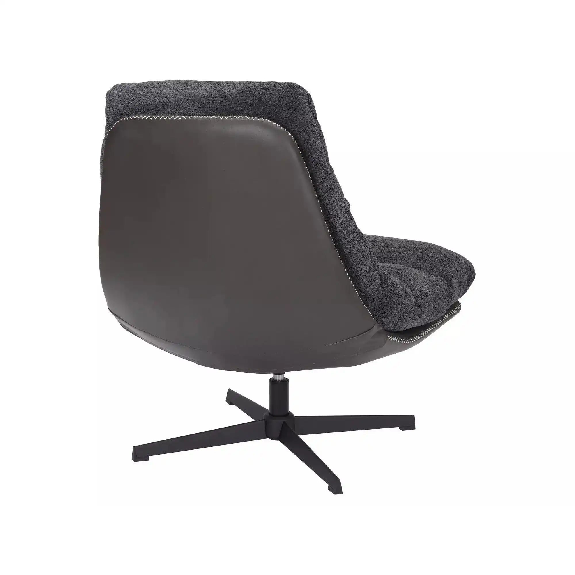 Fotoliu rotativ FELICIA, stofa clasica gri inchis - Raven 18/piele ecologica, 79x87x91 cm