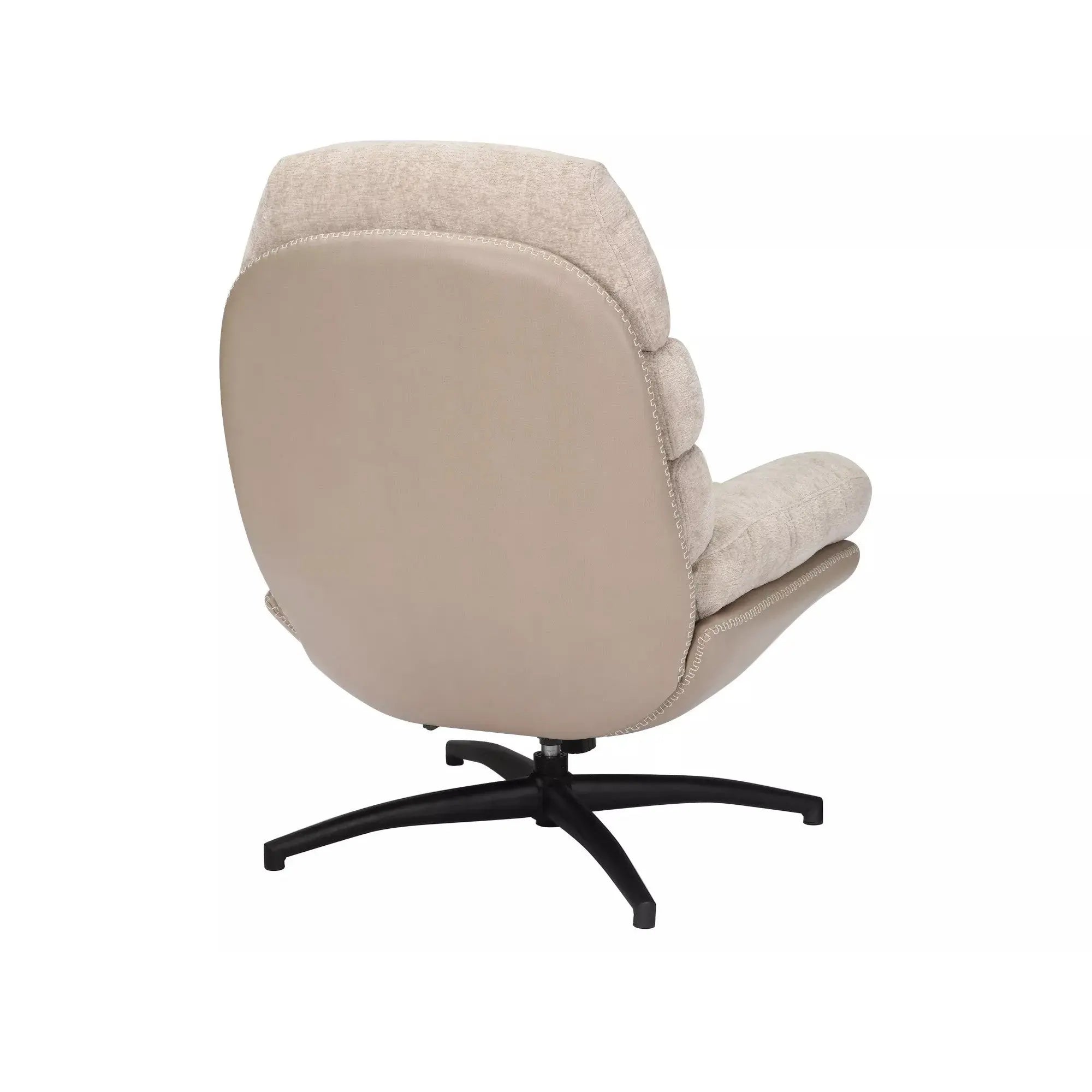 Fotoliu rotativ GISELLE, bej, stofa/piele ecologica/metal, 77x90x101 cm