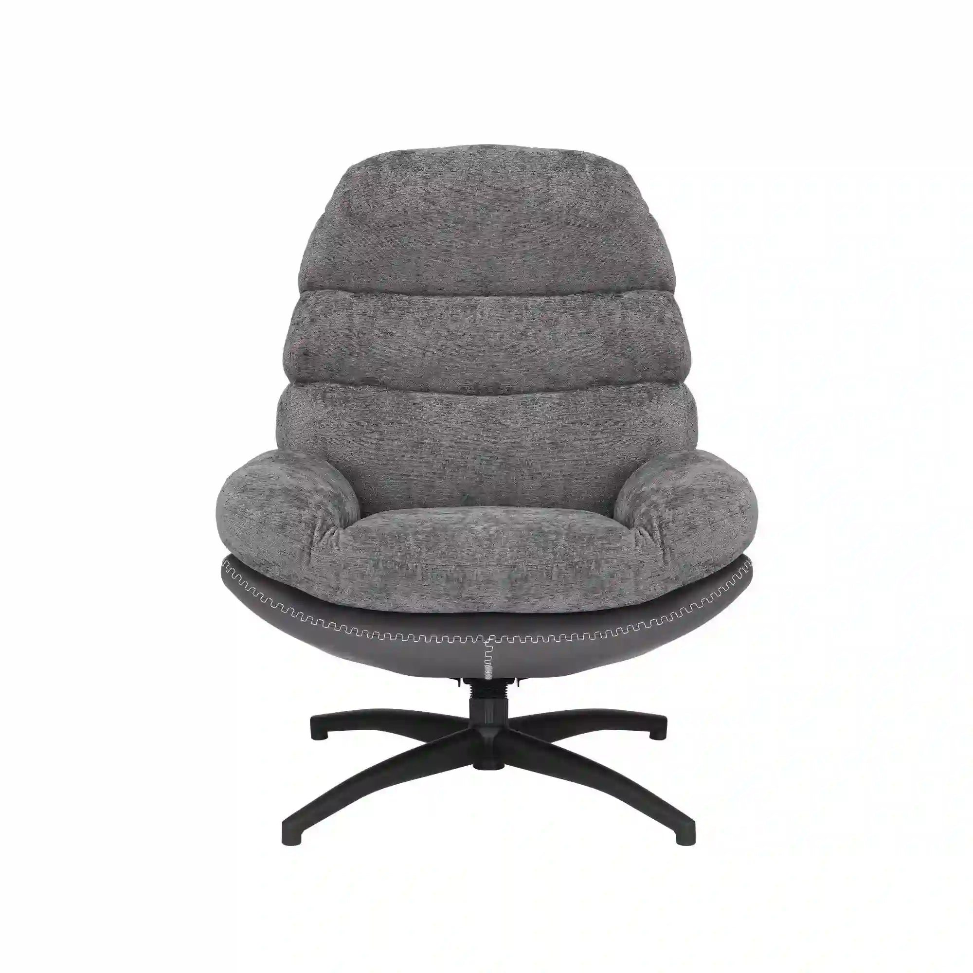 Fotoliu rotativ GISELLE, gri, stofa/piele ecologica/metal, 77x90x101 cm