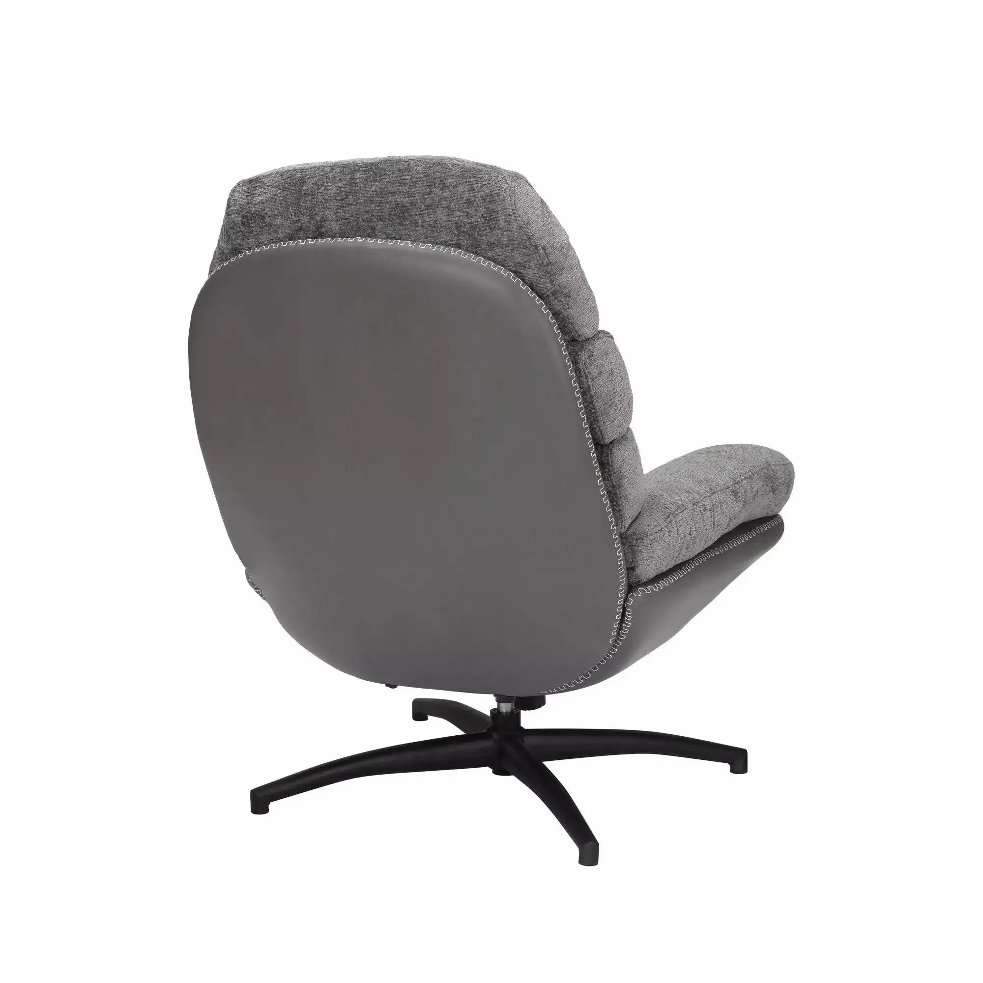 Fotoliu rotativ GISELLE, gri, stofa/piele ecologica/metal, 77x90x101 cm