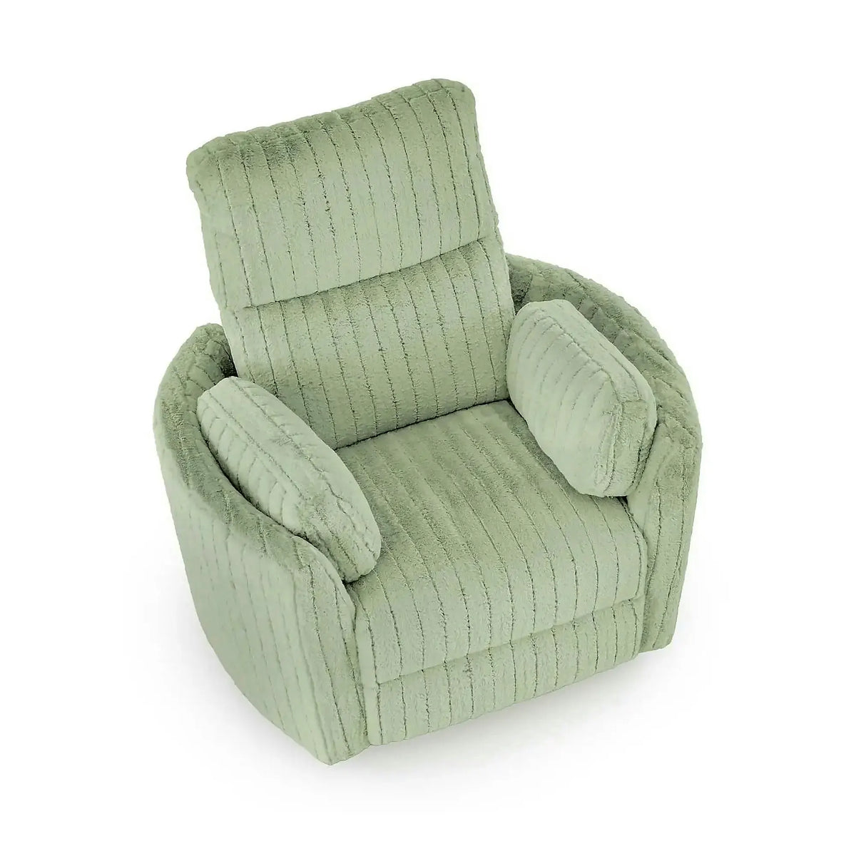 Fotoliu rotativ PEGAS, verde menta, stofa/metal, 110x100/170x108/81 cm