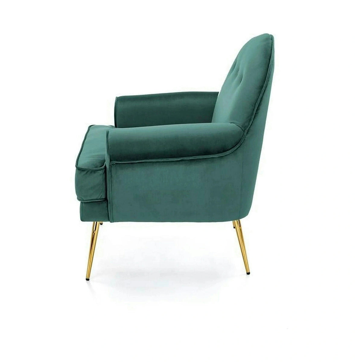 Fotoliu SANTI, verde inchis/auriu, stofa catifelata/otel, 74x74x88 cm