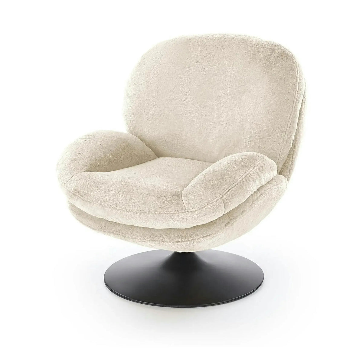 Fotoliu SHELL, blana artificiala crem - Lapit 23, 80x87x86 cm