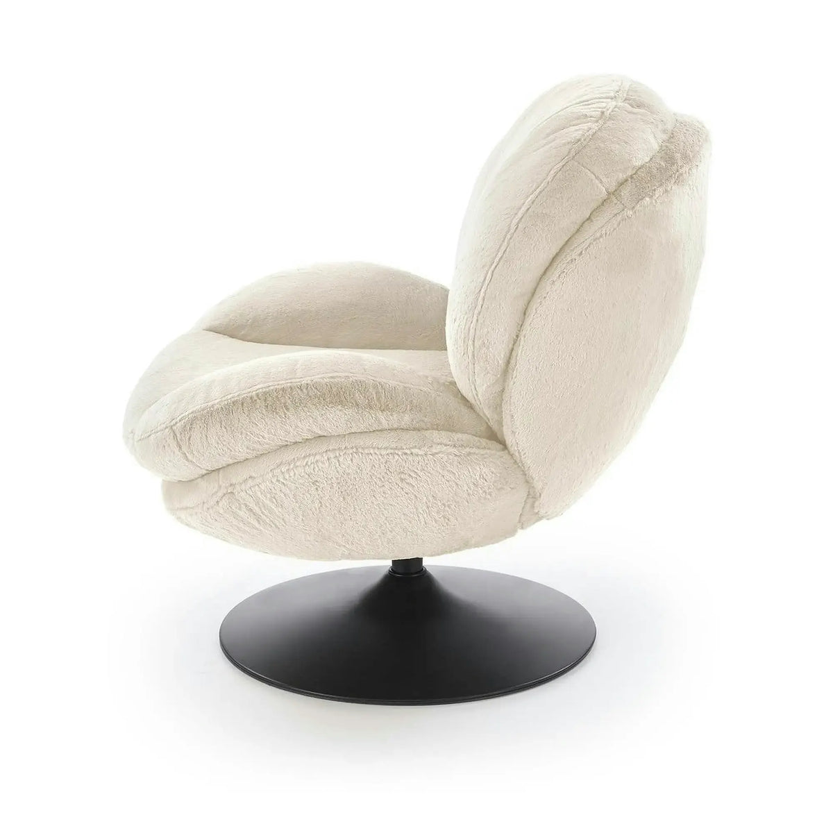 Fotoliu SHELL, blana artificiala crem - Lapit 23, 80x87x86 cm