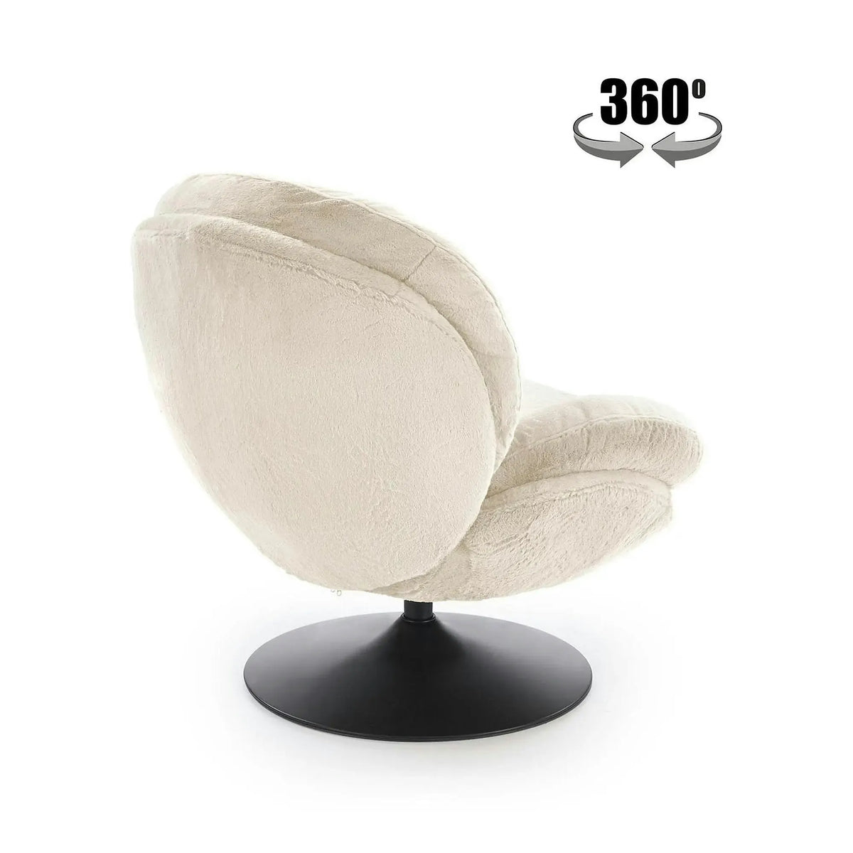 Fotoliu SHELL, blana artificiala crem - Lapit 23, 80x87x86 cm