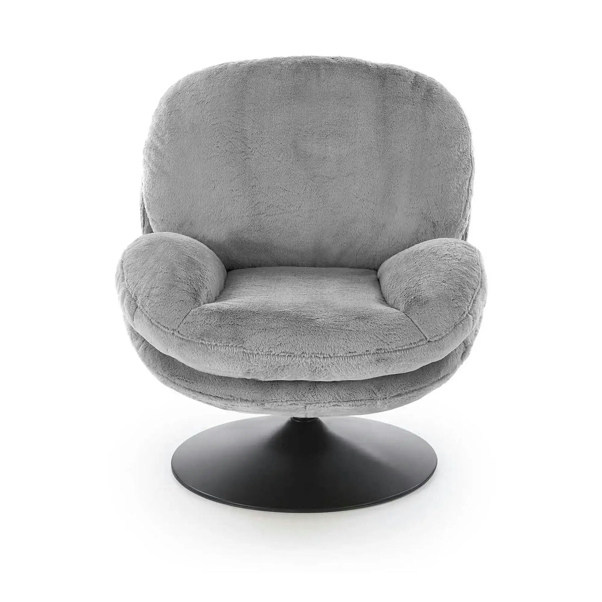 Fotoliu SHELL, blana artificiala gri - Lapit 06, 80x87x86 cm