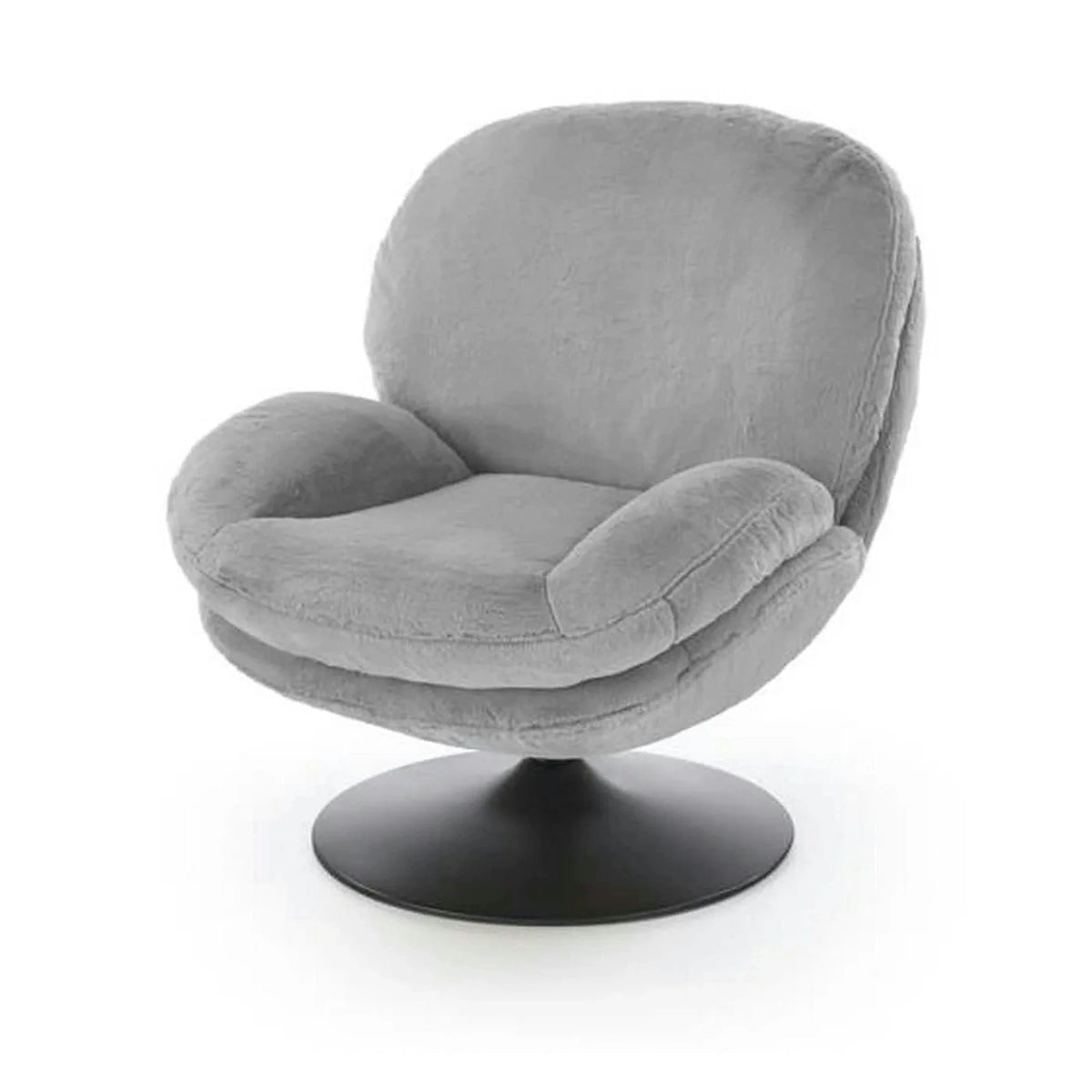 Fotoliu SHELL, blana artificiala gri - Lapit 06, 80x87x86 cm