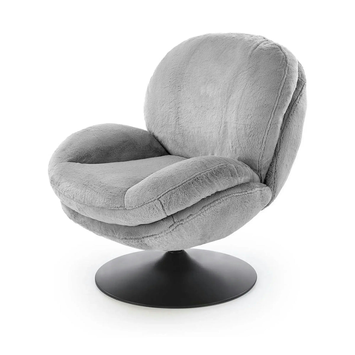 Fotoliu SHELL, blana artificiala gri - Lapit 06, 80x87x86 cm