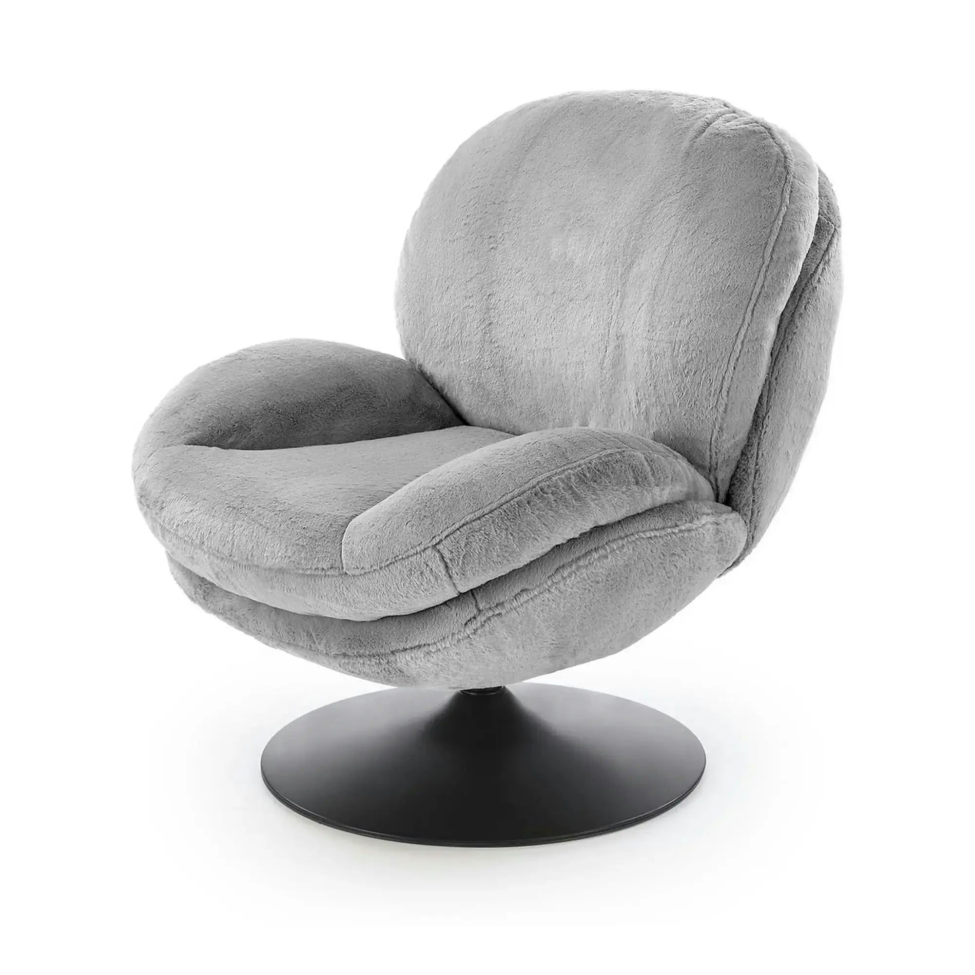 Fotoliu SHELL, blana artificiala gri - Lapit 06, 80x87x86 cm