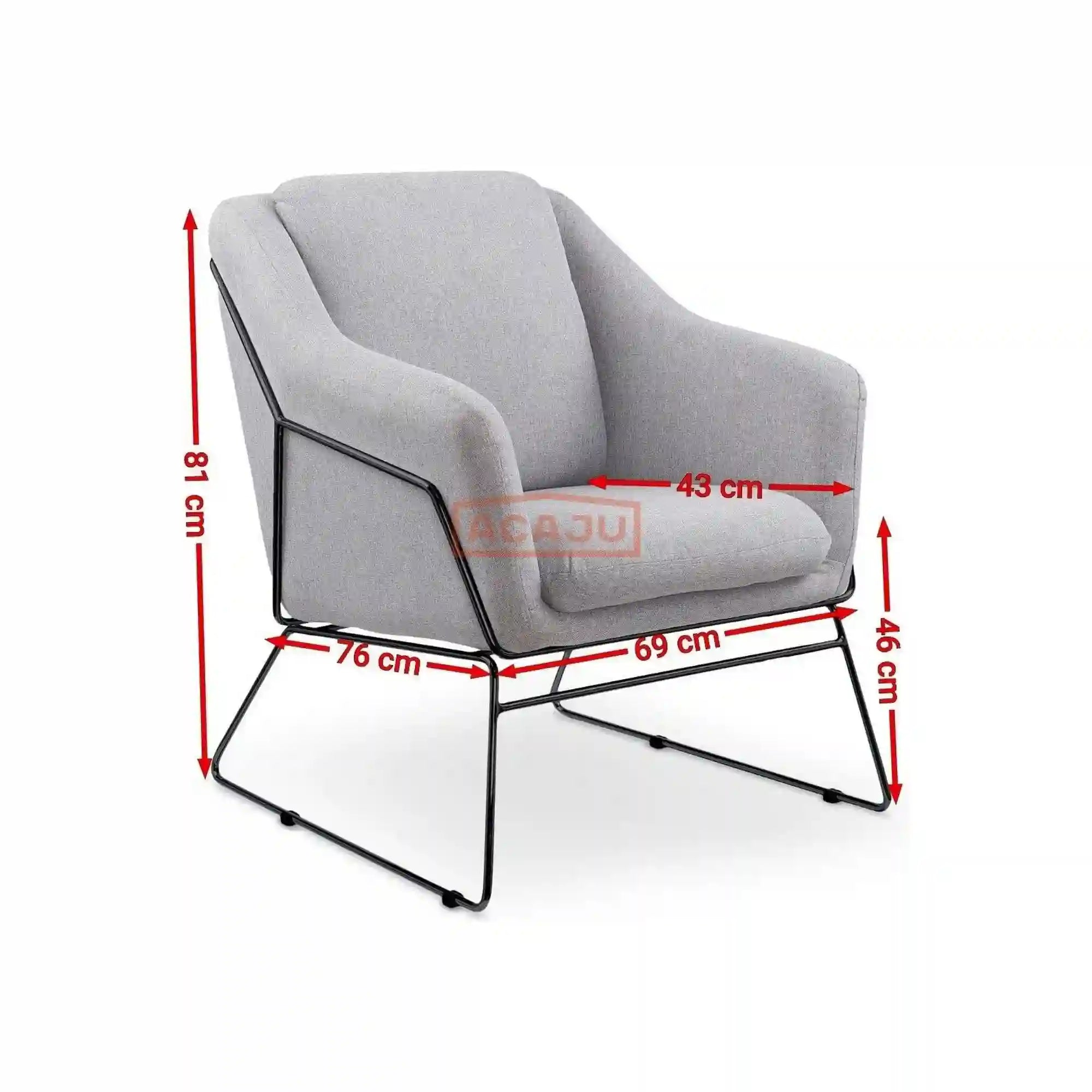 Fotoliu SOFT 2, gri deschis/negru, stofa/otel, 69x76x81 cm