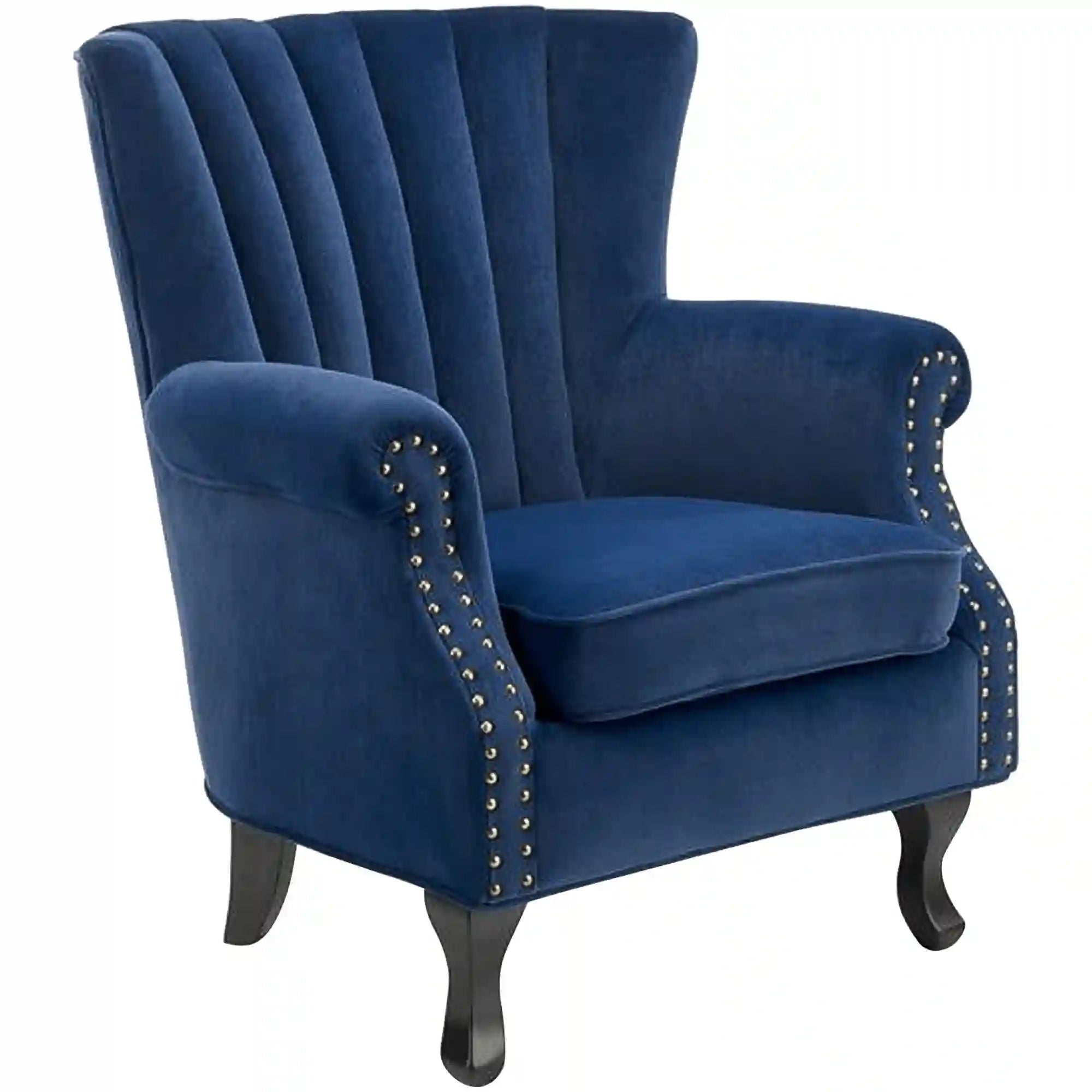 Fotoliu TITAN, albastru/negru, stofa catifelata/lemn, 73x70x87 cm