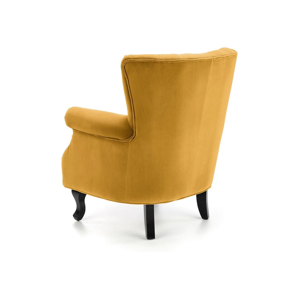 Fotoliu pentru living TITAN, galben mustar/negru, stofa catifelata/lemn, 73x70x87 cm