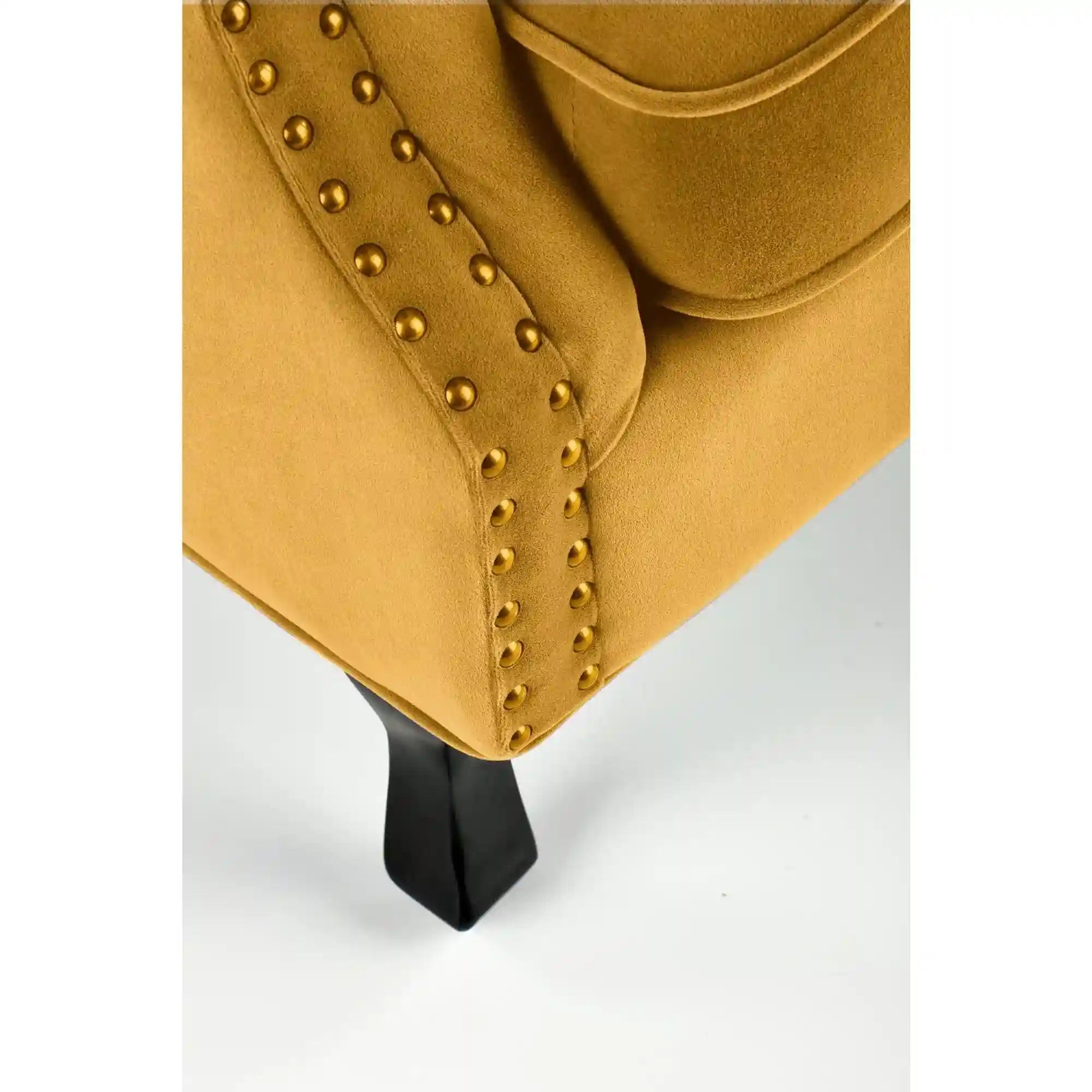 Fotoliu TITAN, galben mustar/negru, stofa catifelata/lemn, 73x70x87 cm