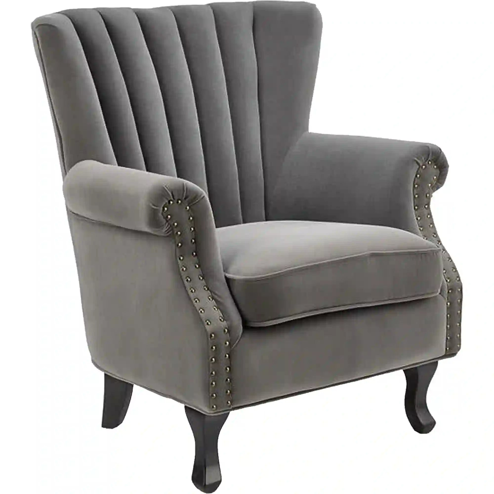 Fotoliu TITAN, gri/negru, stofa catifelata/lemn, 73x70x87 cm