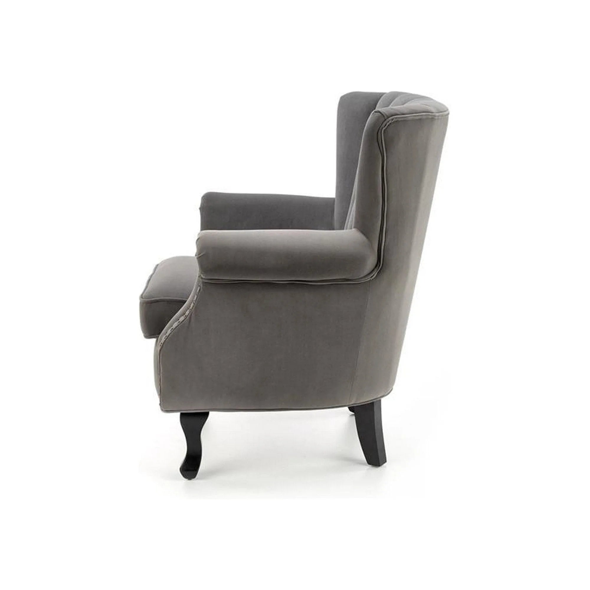 Fotoliu TITAN, gri/negru, stofa catifelata/lemn, 73x70x87 cm