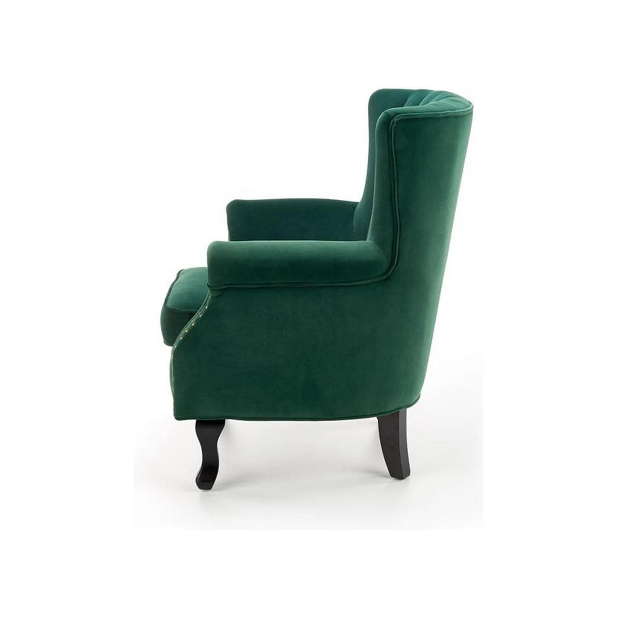 Fotoliu TITAN, verde inchis/negru, stofa catifelata/lemn, 73x70x87 cm