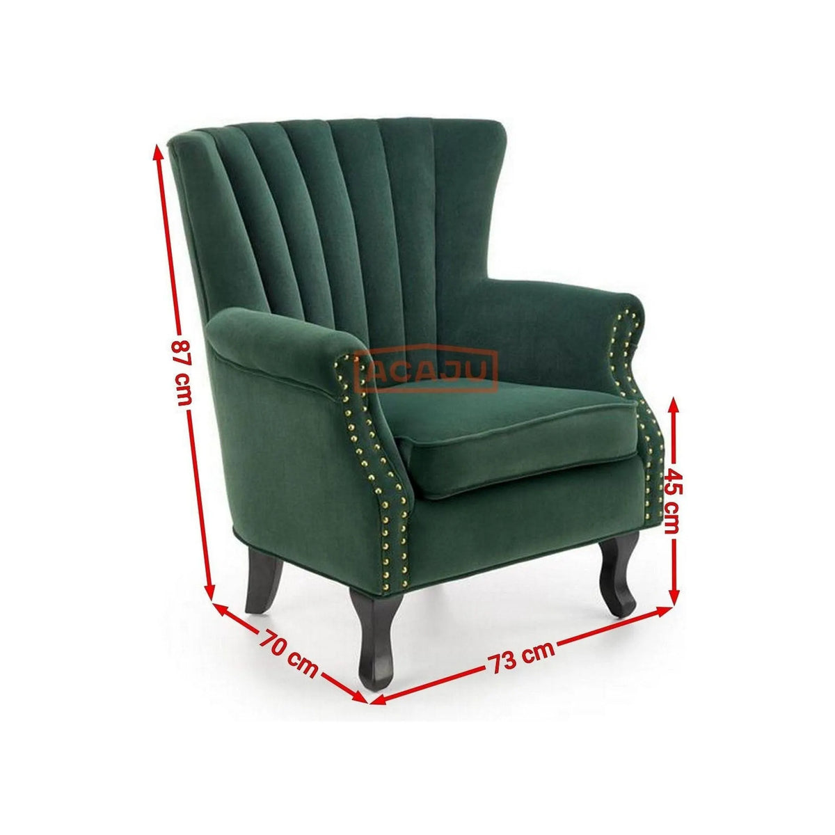Fotoliu pentru living TITAN, verde inchis/negru, stofa catifelata/lemn, 73x70x87 cm