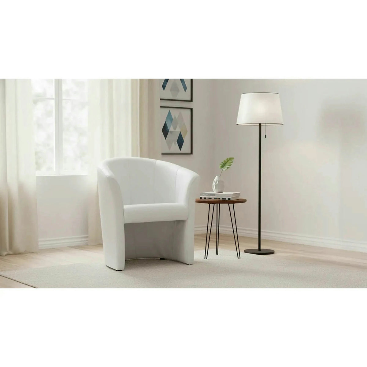 Fotoliu TM-1, alb/negru, piele ecologica/plastic, 67x60x76 cm