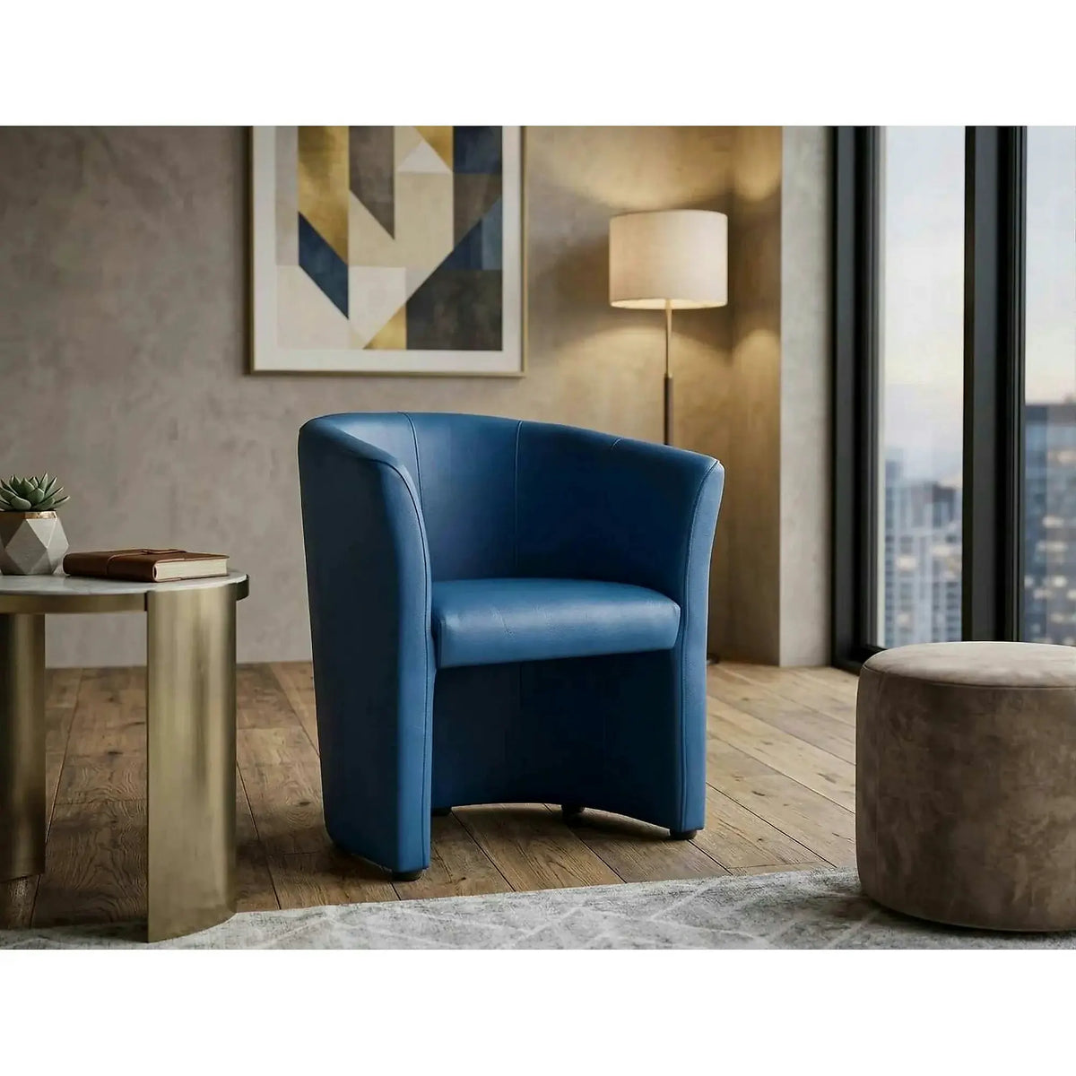 Fotoliu TM-1, albastru/wenge, piele ecologica/plastic, 67x60x76 cm