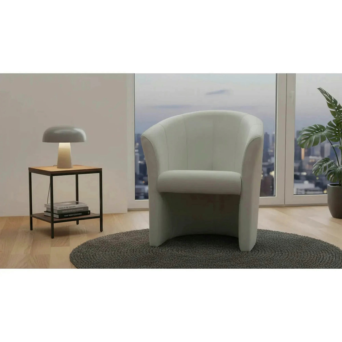 Fotoliu TM-1, gri/negru, piele ecologica/plastic, 67x60x76 cm