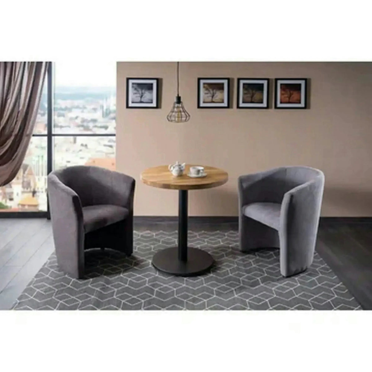 Fotoliu TM-1, stofa catifelata gri - Bluvel 14, 67x60x76 cm