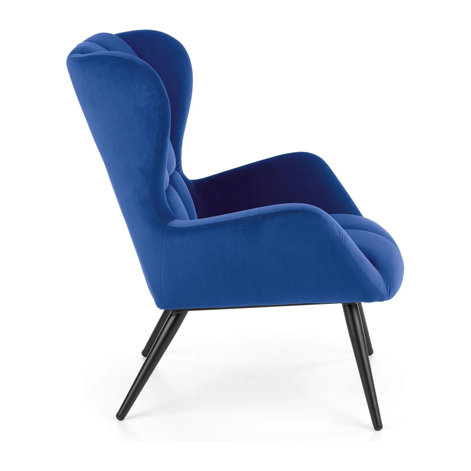 Fotoliu TYRION, albastru/negru, stofa catifelata/otel, 75x86x91 cm