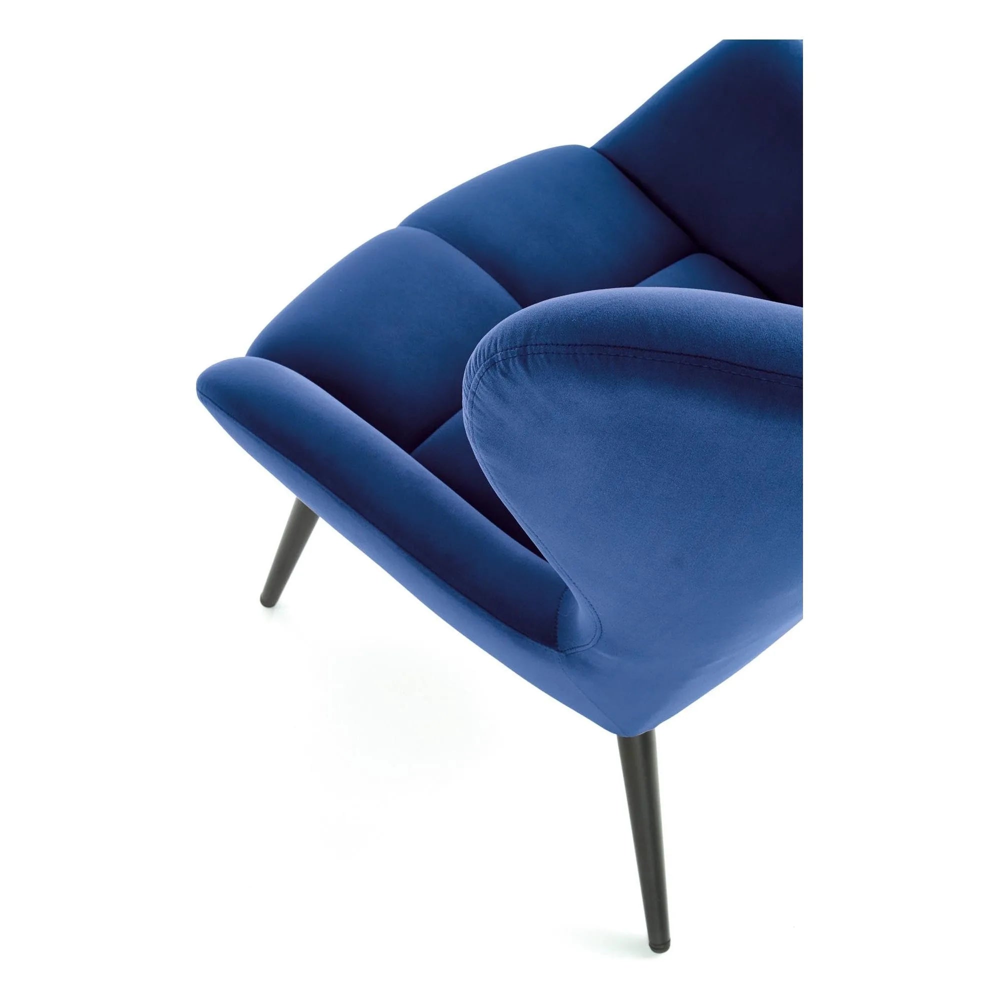 Fotoliu TYRION, albastru/negru, stofa catifelata/otel, 75x86x91 cm