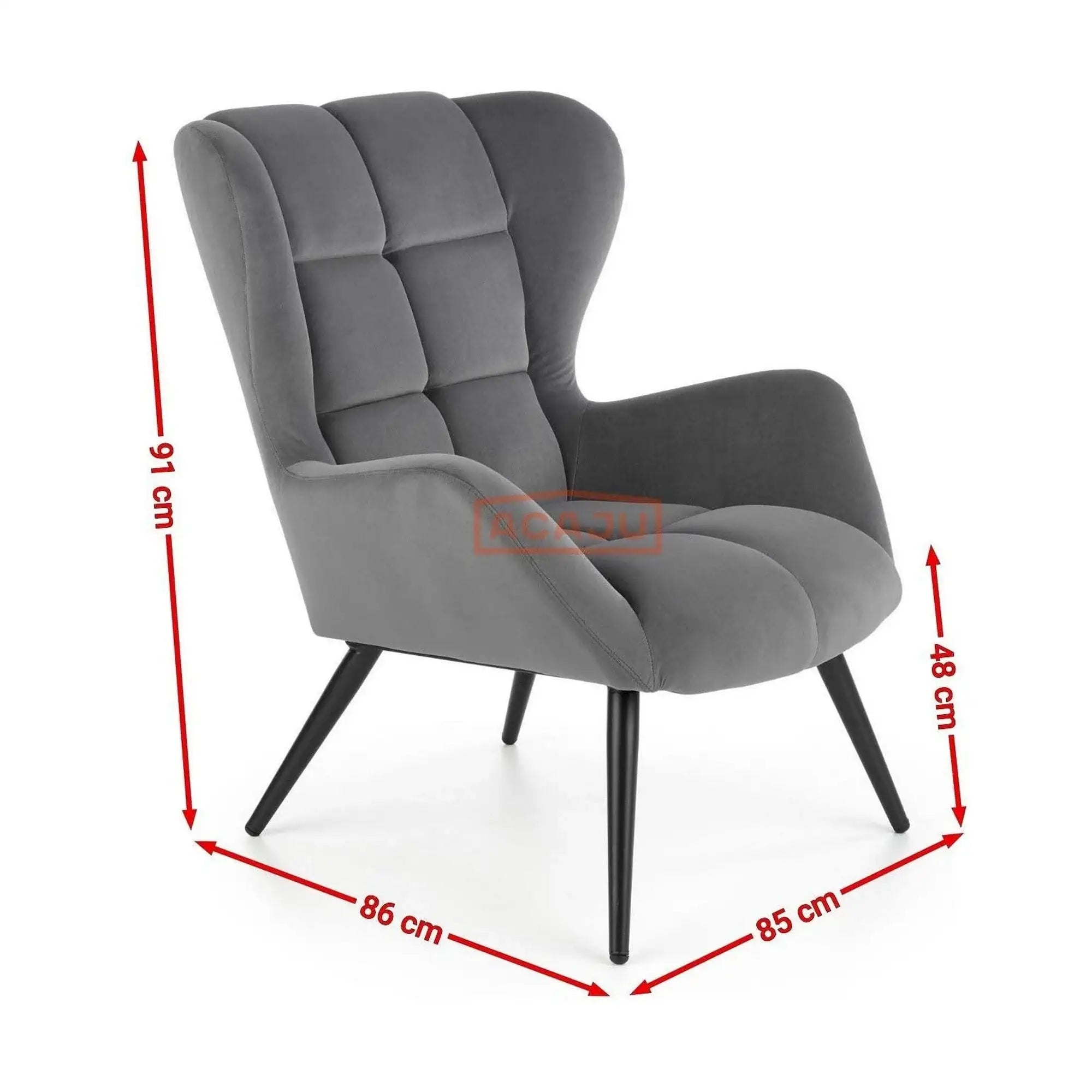 Fotoliu TYRION, stofa catifelata gri - Bluvel 14, 75x86x91 cm