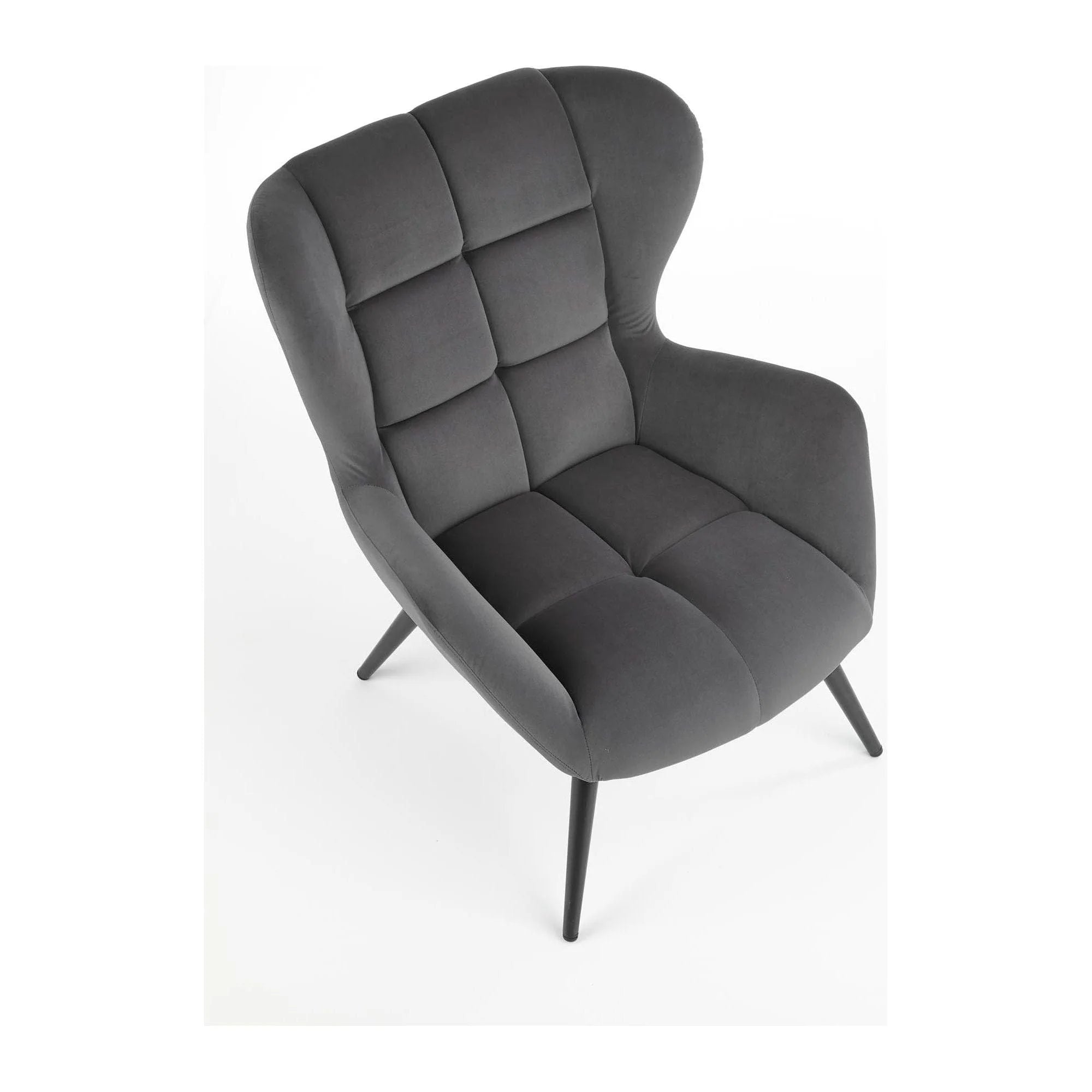 Fotoliu TYRION, stofa catifelata gri - Bluvel 14, 75x86x91 cm