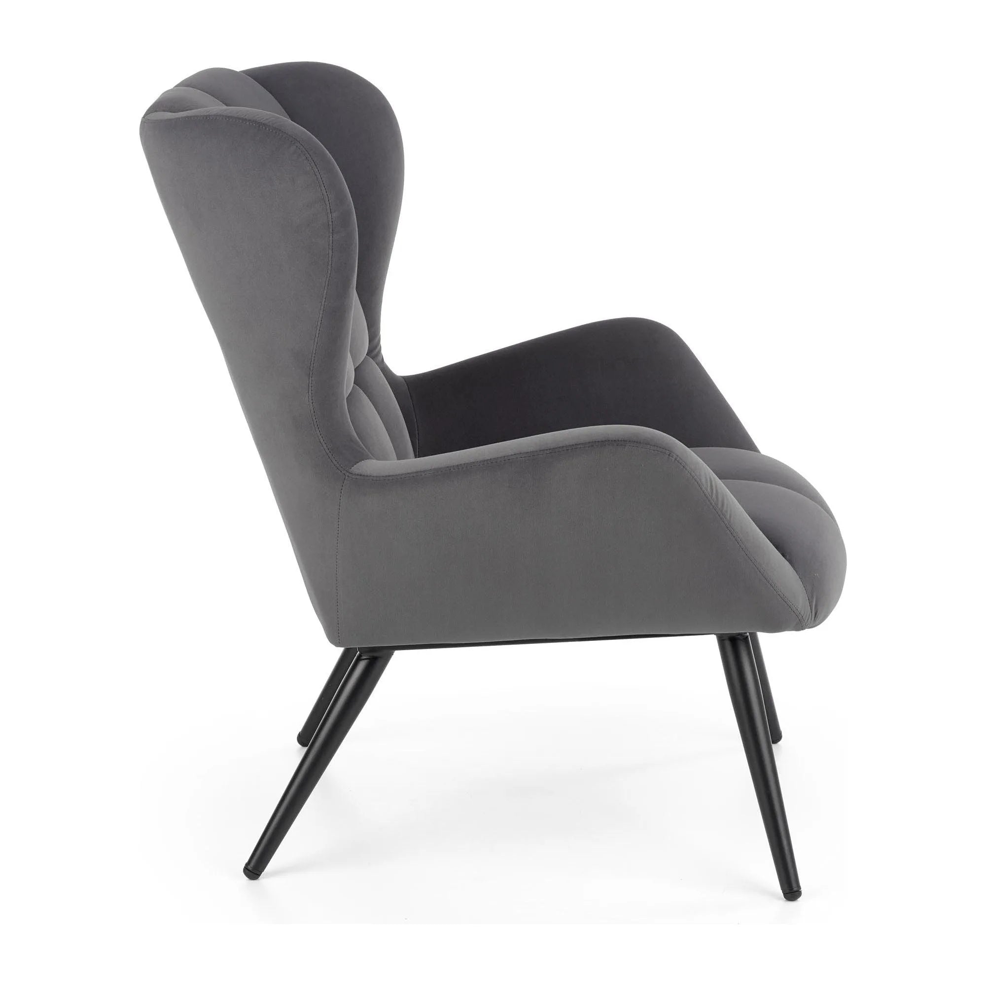 Fotoliu TYRION, stofa catifelata gri - Bluvel 14, 75x86x91 cm