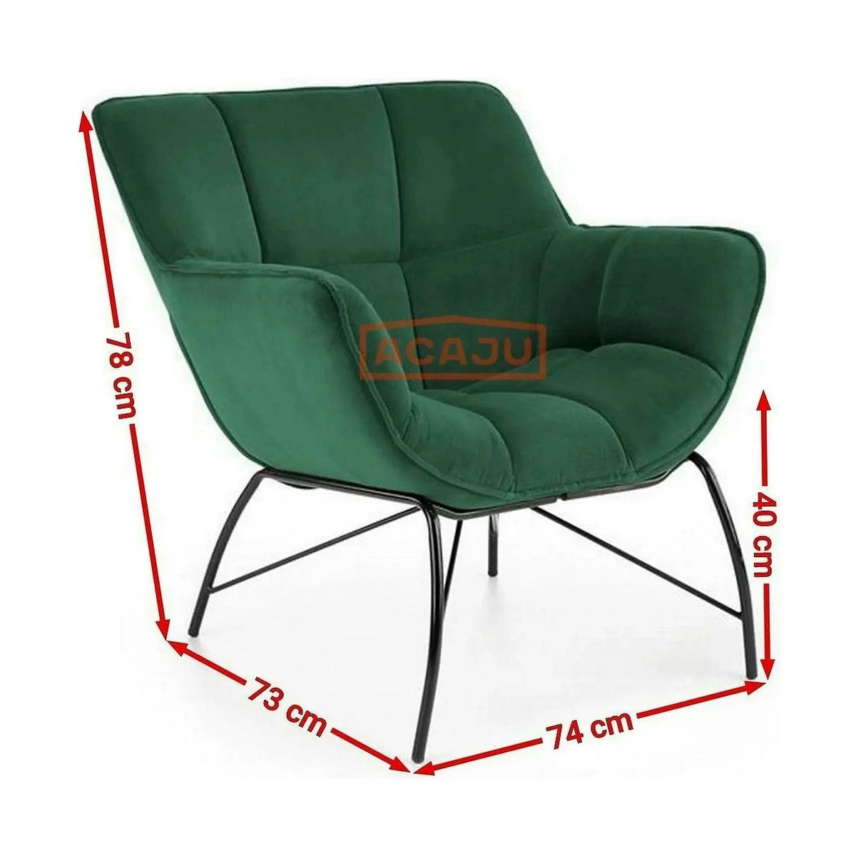 Fotoliu verde inchis BELTON, stofa catifelata/otel, 74x73x78 cm