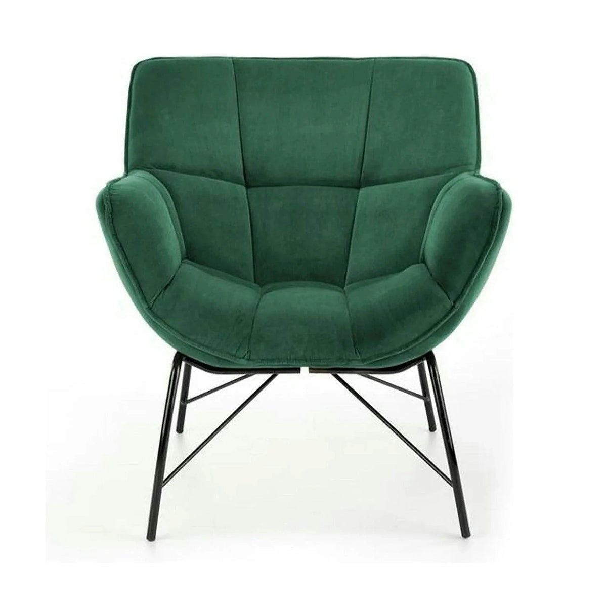 Fotoliu verde inchis BELTON, stofa catifelata/otel, 74x73x78 cm