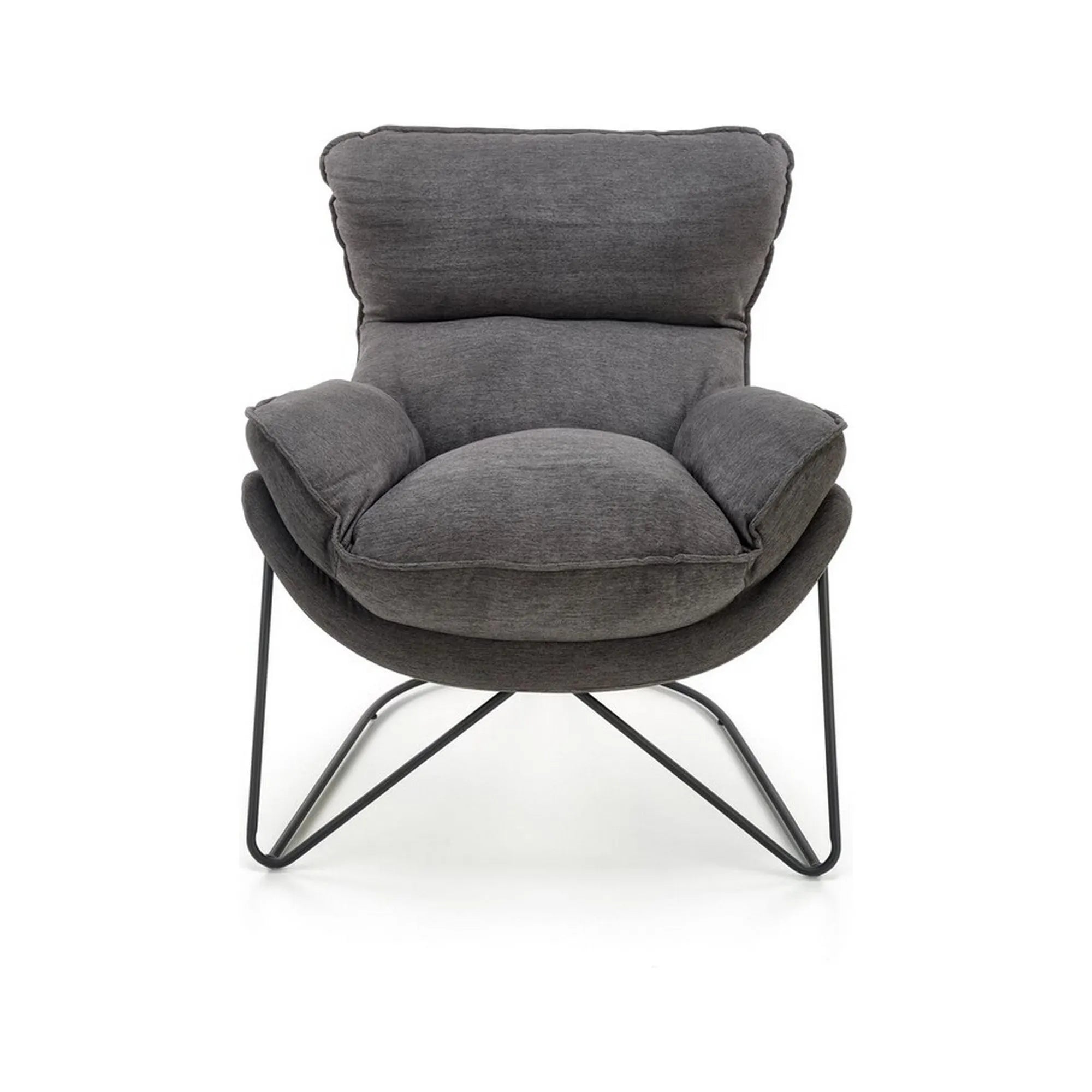 Scaun relaxare living VOLKER, gri, stofa clasica/metal, 75x88x85 cm