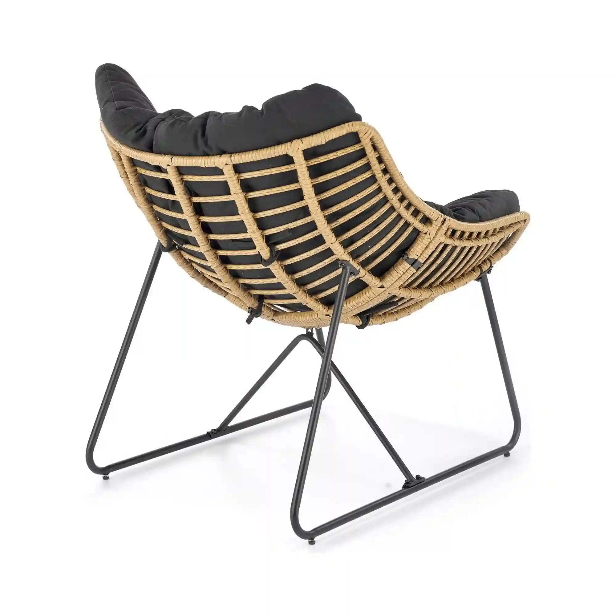 Fotoliu WHISPER, negru/stejar, ratan sintetic/metal, 81x90x90 cm