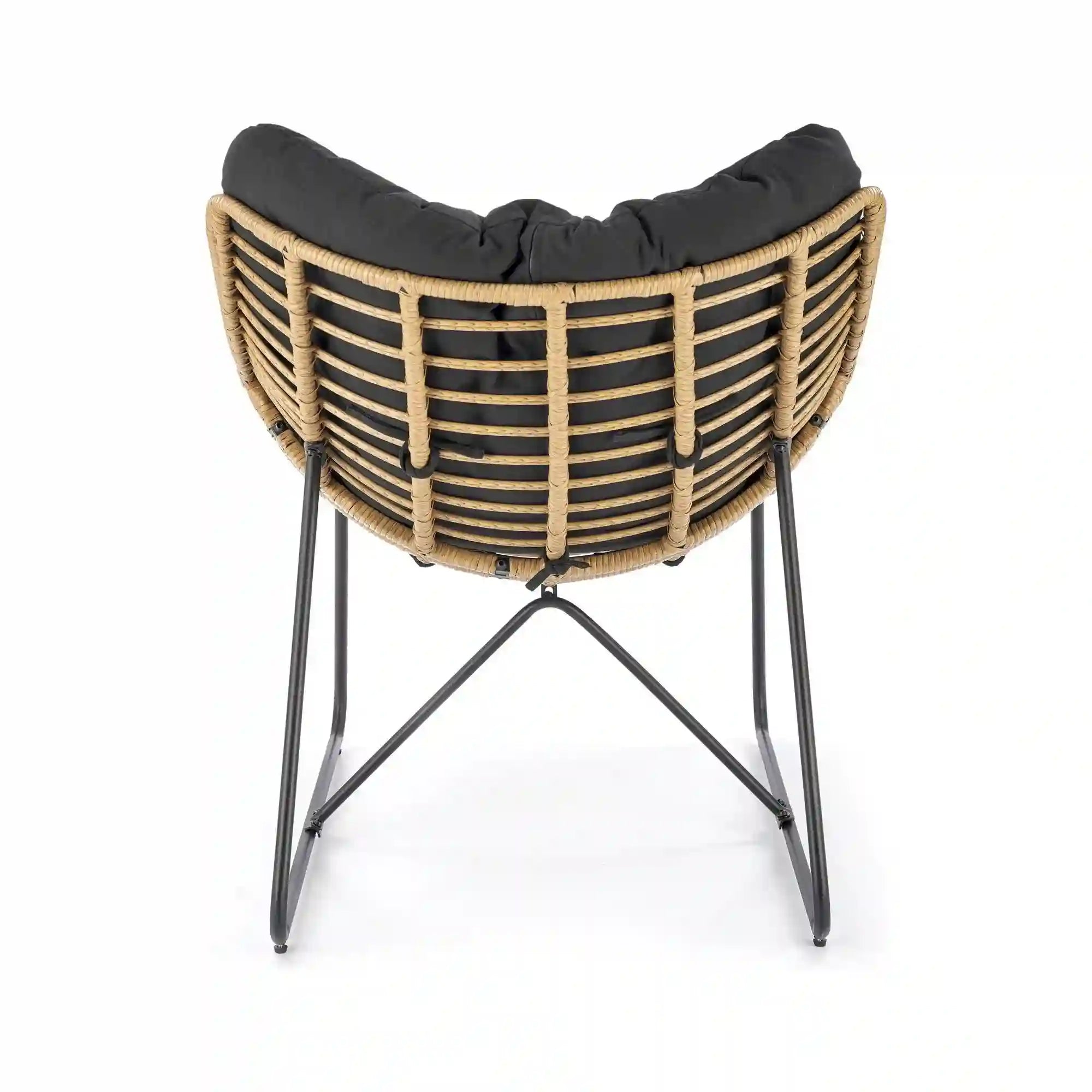 Fotoliu WHISPER, negru/stejar, ratan sintetic/metal, 81x90x90 cm