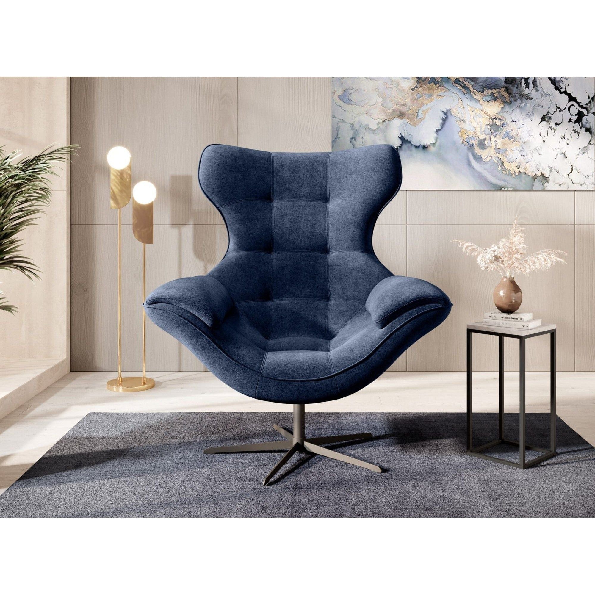 Fotoliu rotativ YOGA, stofa catifelata bej - Monolith 02, 103x84x119 cm