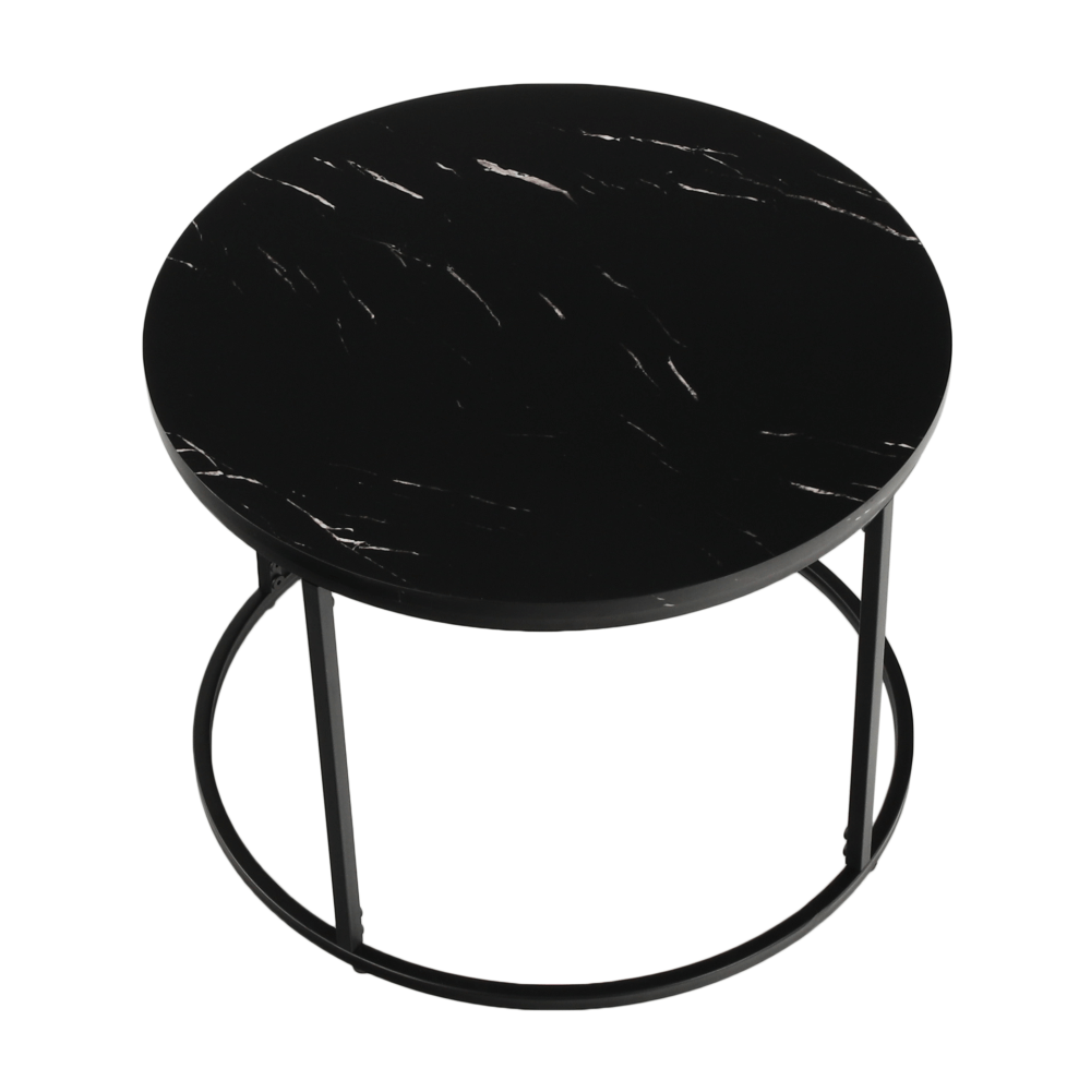 Masuta de cafea GAGIN, negru cu efect de marmura, 60x60x45 cm