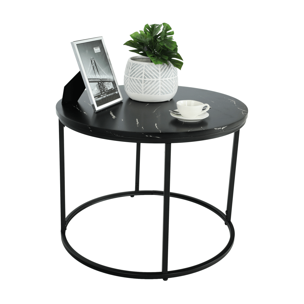 Masuta de cafea GAGIN, negru cu efect de marmura, 60x60x45 cm