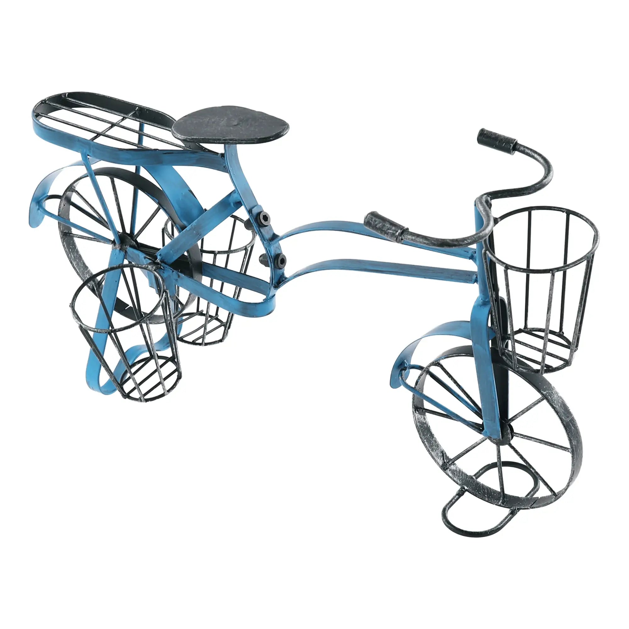 Ghiveci ALBO, albastru/negru, metal, 42x16x24 cm