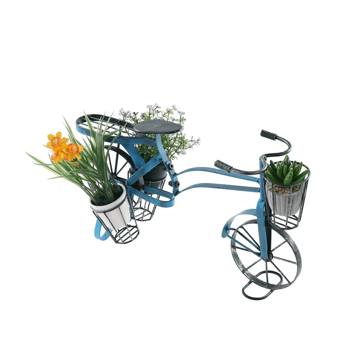 Ghiveci ALBO, albastru/negru, metal, 42x16x24 cm
