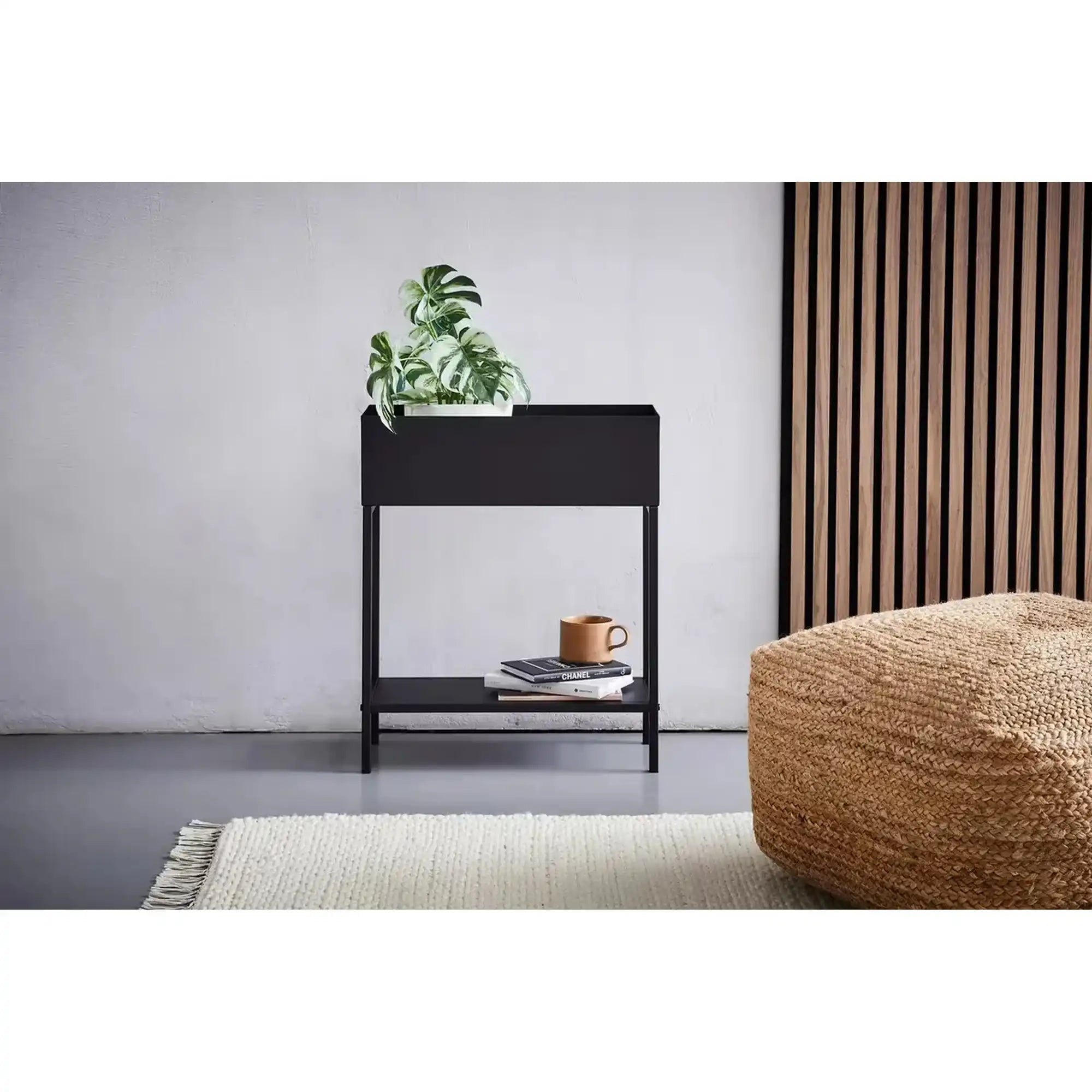 Ghiveci NEO, negru, metal, 50x20x60 cm