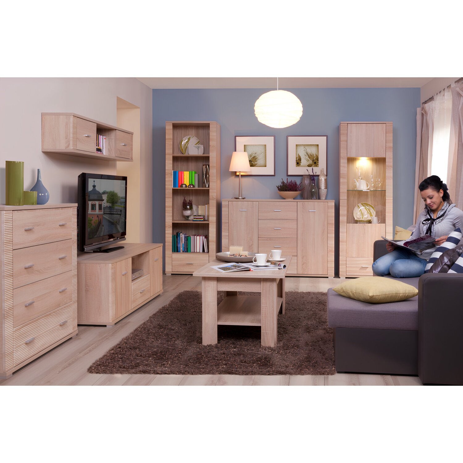 Biblioteca GRAND TIP 6, stejar sonoma, PAL laminat, 63x39x192 cm