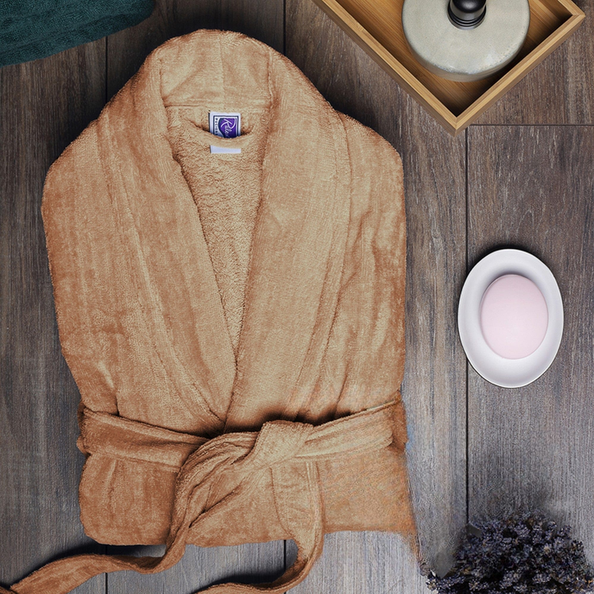 Halat baie VELUR, portocaliu, bumbac, marime L/XL