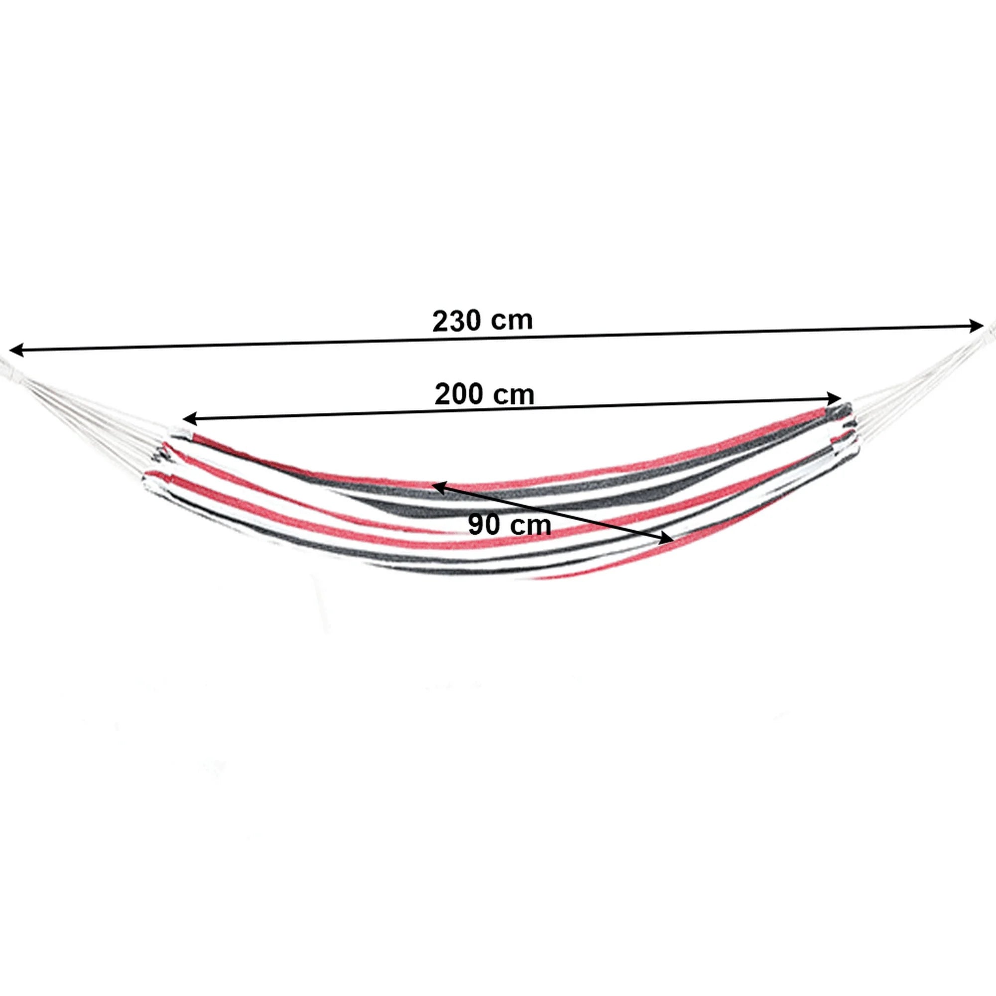 Hamac HAVANA, alb/rosu/negru, bumbac/otel