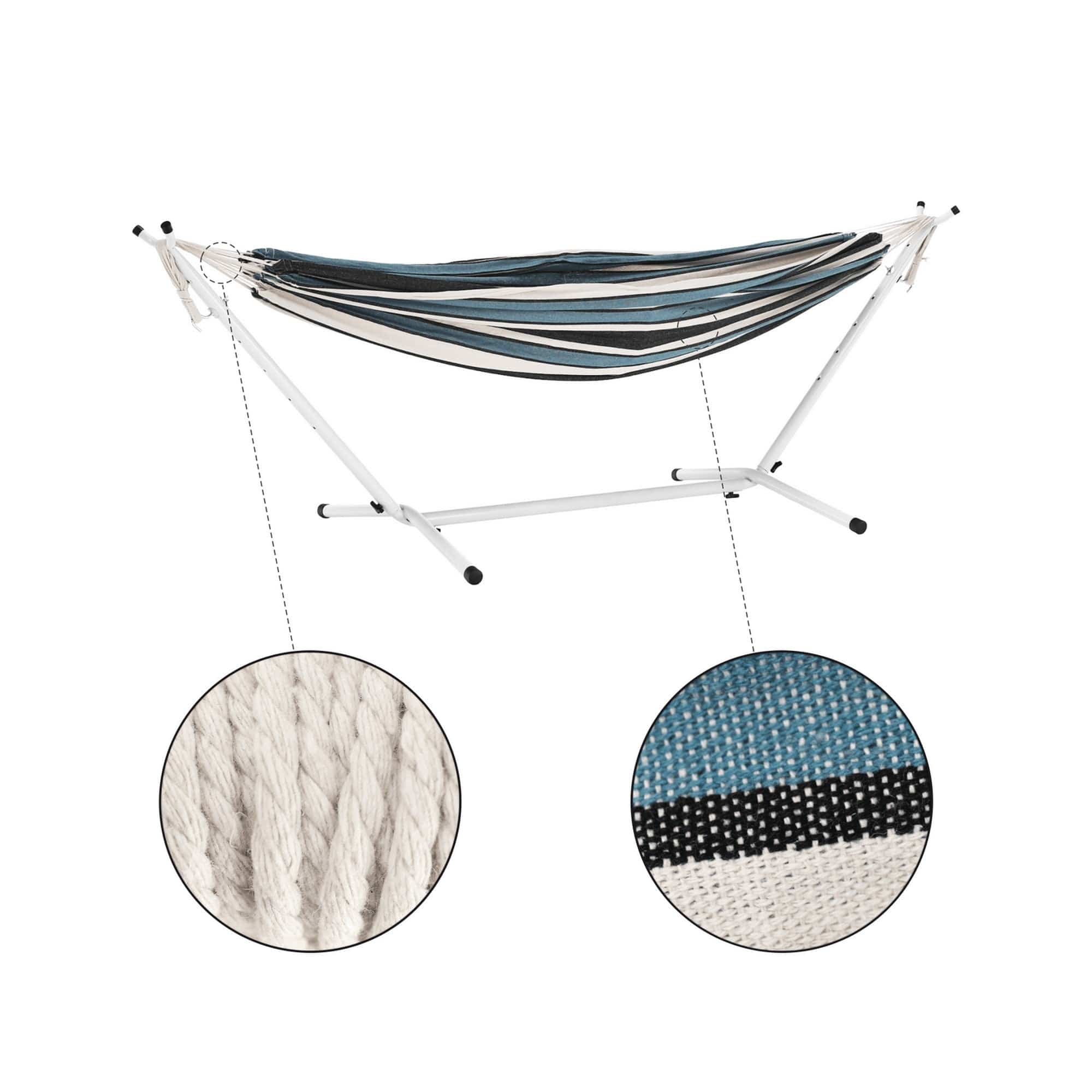 Hamac KABUKI, albastru/alb, bumbac/otel